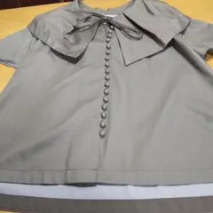 インゲボルグハッカ色 大きな襟付きチュニック 半袖