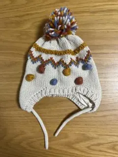 ZARA ニット帽 ポンポン付き クリーム色