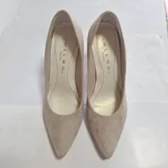 MELMO ベージュ スエード ポインテッドトゥ ハイヒール　22.5～23cm