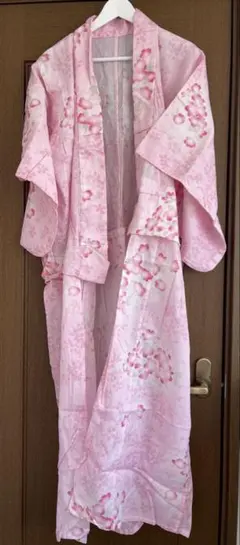 子供用 浴衣 ピンク 花柄 桜柄（腰上げ済み・現状渡し）桜　160cm相当