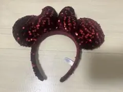 ミッキー耳カチューシャ 赤 スパンコール