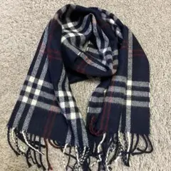 マフラー　チェック　ネイビー