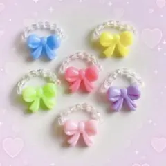 18.ゆめかわキッズ指輪6点セット♡キッズアクセサリー♡ビーズリング