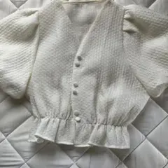GRL Mサイズ Vネックバルーンスリーブブラウス