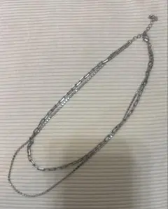 【新品未使用】2連チェーンネックレス シルバーカラー