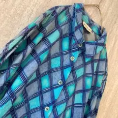 80s HERMES エルメス ニット切り替えシャツ ハーフボタン シルク