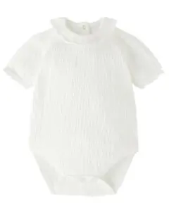 フリルトリム付きテクスチャー入り生地ボディスーツ