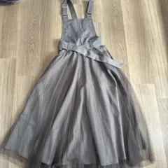 グレー チュール キャミソール ロングワンピース