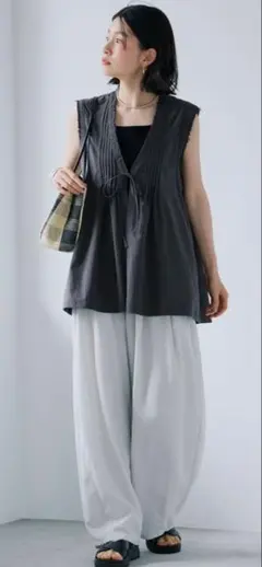 限定studio clip 【イージーケア 接触冷感】ボリュームギャザー パンツ