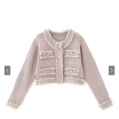 フリンジショート丈ニットカーディガン[dr482] ピンク Mサイズ