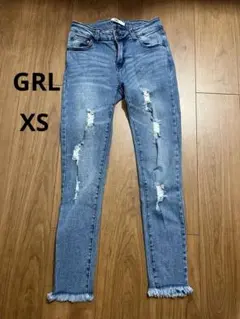 XS GRL ダメージスキニーデニム カットオフ フリンジ デニム ストレッチのサムネイル