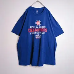 Tシャツ (XL) シカゴカブス ワールドシリーズ 大きいサイズ 青系 古着