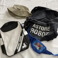 【まとめ売り】ミッキー・ワンピース 他バッグ3点 ＆ バケットハット セット