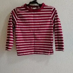赤と白ストライプ 長袖カットソー 110