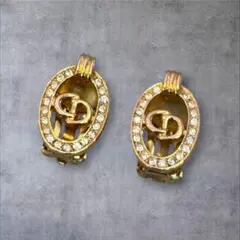 クリスチャンディオールCDロゴイヤリング ゴールドストーン