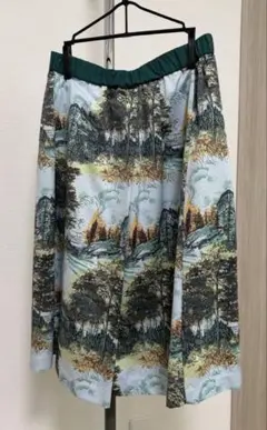 風景画プリント フレアスカート　美品のサムネイル