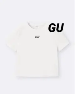 GU ジーユー GIRLSリブクロップドロゴT JR レディース M ホワイト