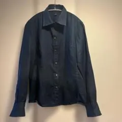 GAP レディース 麻長袖シャツ ネイビー S