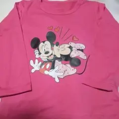ミッキーマウス ピンク色長袖カットソー 100