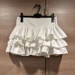 バレエ風ティアードハイウエストミニスカート　ホワイト　Lサイズ