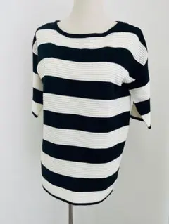 CECIL McBEE⭐︎今季活躍のボーダー柄七分袖サマーニットM【難あり】C45