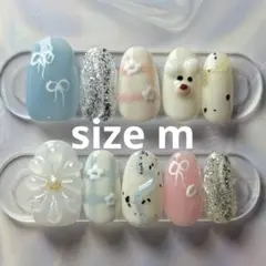 リボンとわんこのゆめかわショートネイル