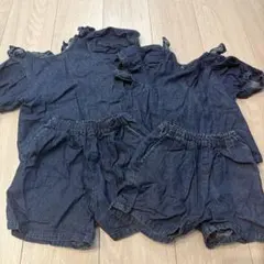 petit main デニム シャツ・ブラウス 4点セット 100 と 90
