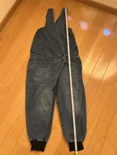 アンティカデニム サロペット リブ編み裾