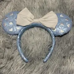 ディズニー カチューシャ スパンコール ハート 水色