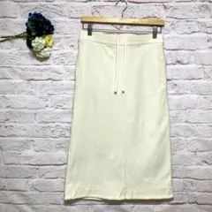 ユニクロ　 デニムジャージースカート　白　L