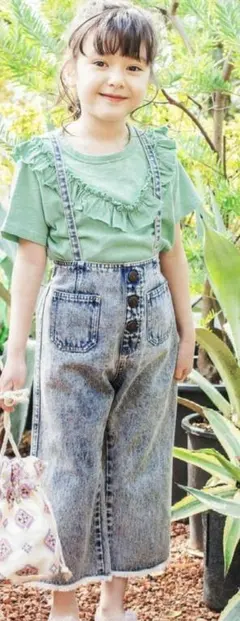 ブリーズ　2WAYサスペンダー付き　デニムパンツ　 9分丈