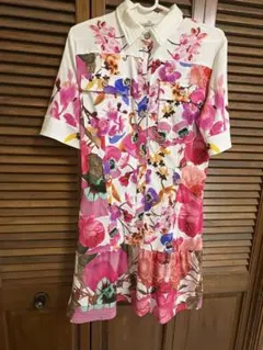 古着 半袖シャツ ブラウス 総柄 ピンク used 70年代 - メルカリ