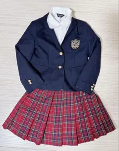 ネイビー ブレザー 赤 チェック スカート セット 120サイズ