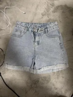 デニムショートパンツ ライトブルー ハイウエスト