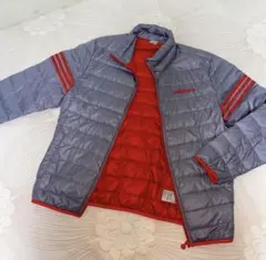 adidas NEO 軽量薄手ダウンジャケット グレー レッド　サイズＯ