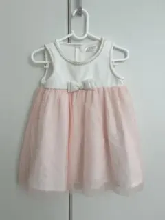 リボン付きホワイト・ピンクドレス　90