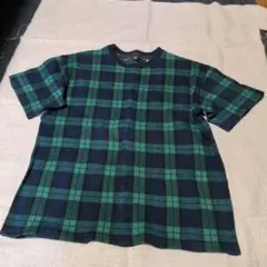 緑と黒のチェック柄 Tシャツ Mサイズ