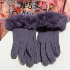 【美品】LANVIN パープル ファー付き手袋