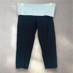 ハイウエスト レギンス バイカラー ブラック ブルー ストレッチ スリム