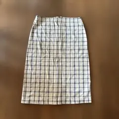 マリンフランセーズ　チェック柄タイトスカート ホワイト×ネイビー