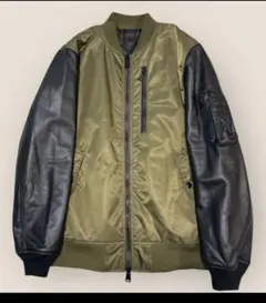 MMMM ラムレザー袖切替MA-1ブルゾン XL