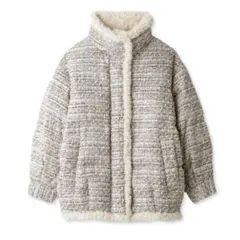 新品未使用♡ スナイデル ツイードダウン MIX ダウンジャケット ラメ ボア SNIDEL ツイードダウン MIX ダウンジャケット ラメ ボア グレー