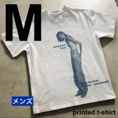 Tシャツ　opium 女ブルー　メンズ　M 白　半袖　夏　ストリート