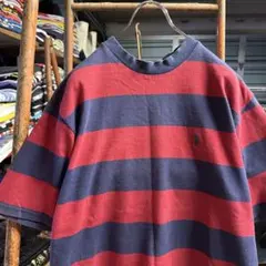 90s Ralph Lauren 太ボーダーTシャツ ネイビー×赤 フェード