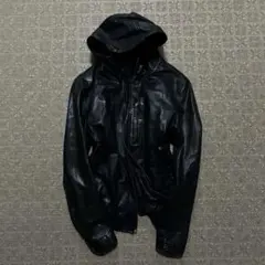 old gap leather レザー フーディ パーカー ラムレザー y2k - メルカリ