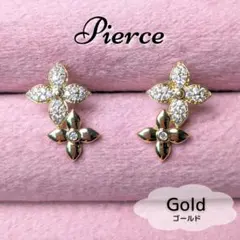 ピアスイヤリング/ゴールドシルバー925ジルコニアフラワー人工ダイヤ217