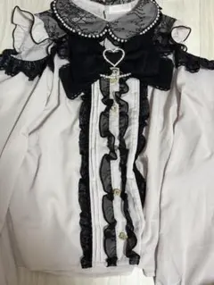 LIZLISA BIGリボンオープンショルダーブラウス ピンク ブラック