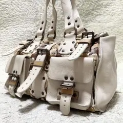 【良品】マルベリー　トートバッグ　A4可　レザー　編み込み　ロゴ金具