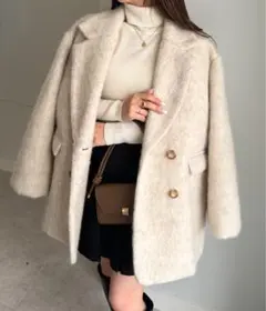 solleim ダブルテーラードシャギージャケットコート