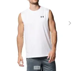 UAテックスリーブレスシャツМ(トレーニング/MEN）ホワイト未使用